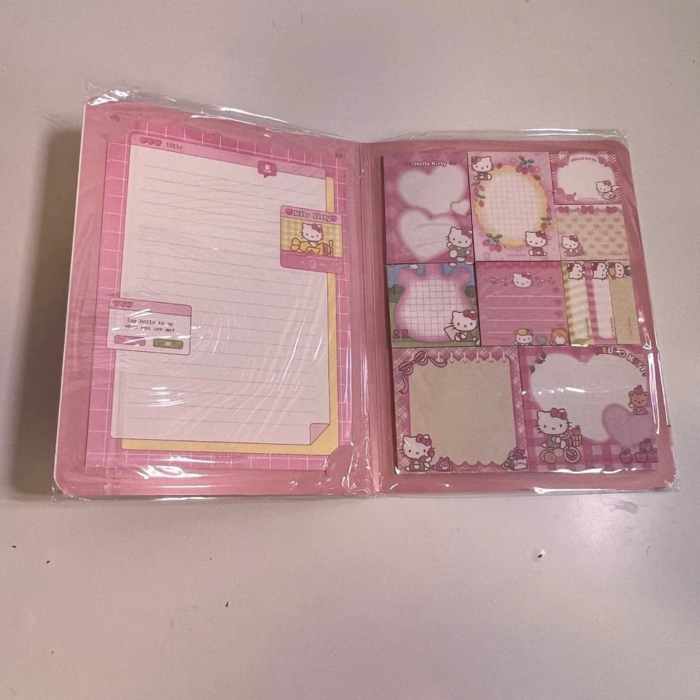 Sanrio OS Hello Kitty Retro Sticky Memo Book Pink Houndstooth Y2K Stationery